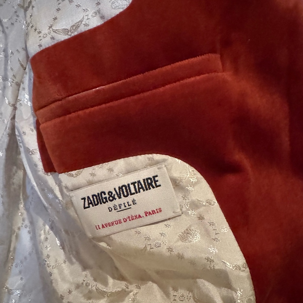 Zadig & Voltaire Burnt Orange Velvet Blazer - Picture 6 of 6
